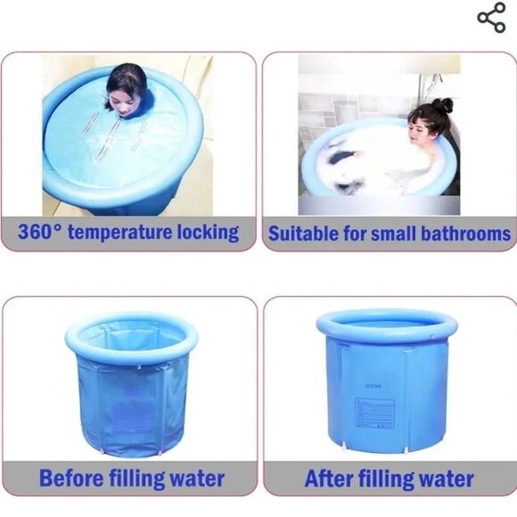 Inflatable Bathtub Bath Tub foldable bathtub plastic Bath T… - Picture 6 of 12